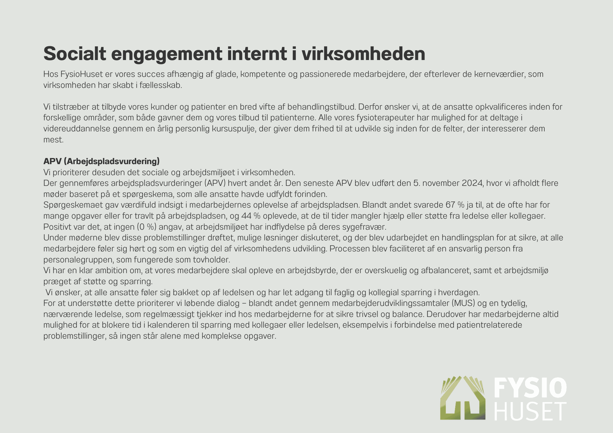 ESG rapport hos FysioHuset Skanderborg